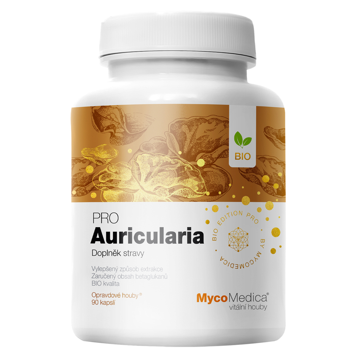 MycoMedica AURICULARIA PRO | Wood ear | Jelly ear | Auricularia polytricha | BIO | ≥30/30/x % | 90 capsules