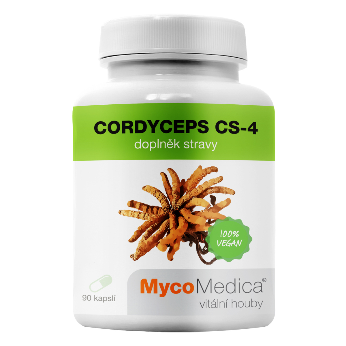 MycoMedica CORDYCEPS CS-4 | Chinese Caterpillar Fungus | Ophiocordyceps sinensis | ≥30/✓/x % | 90 capsules