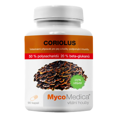 MycoMedica CORIOLUS | Trúdnikovec pestrý | Trametes versicolor | ≥40/✓/x % | 90 kapsúl
