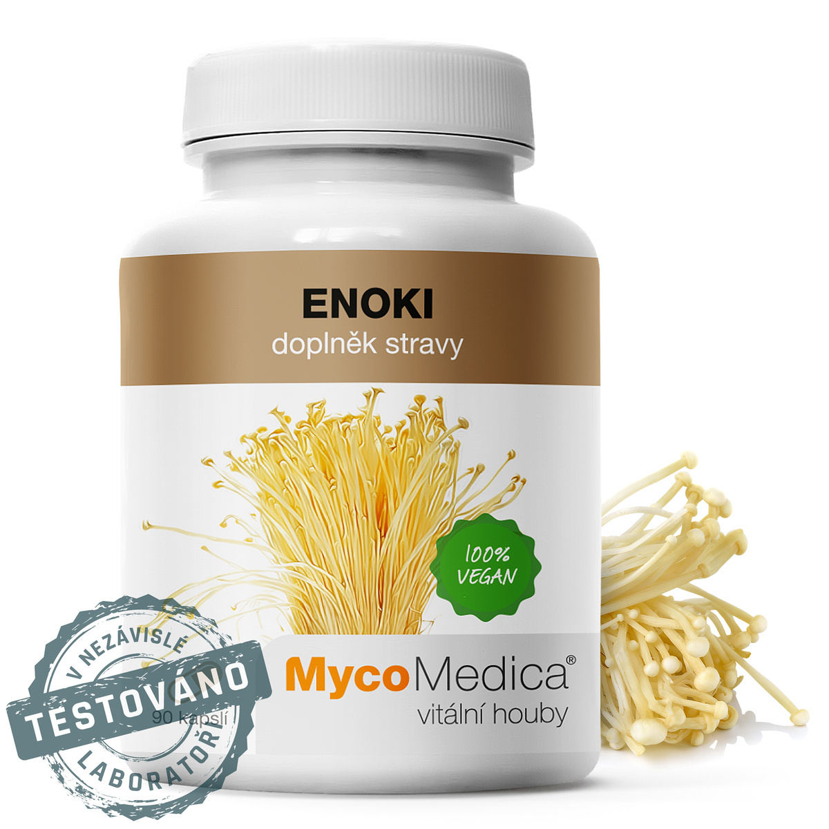 MycoMedica ENOKI | Velvet shank | Enoki Mushroom | Flammulina velutipes | ≥30/x/✓ % | 90 capsules