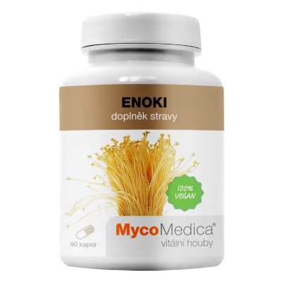 MycoMedica ENOKI | Peniazovka sametonohá | Plamienka zimná | Flammulina velutipes | ≥30/x/✓ % | 90 kapsúl