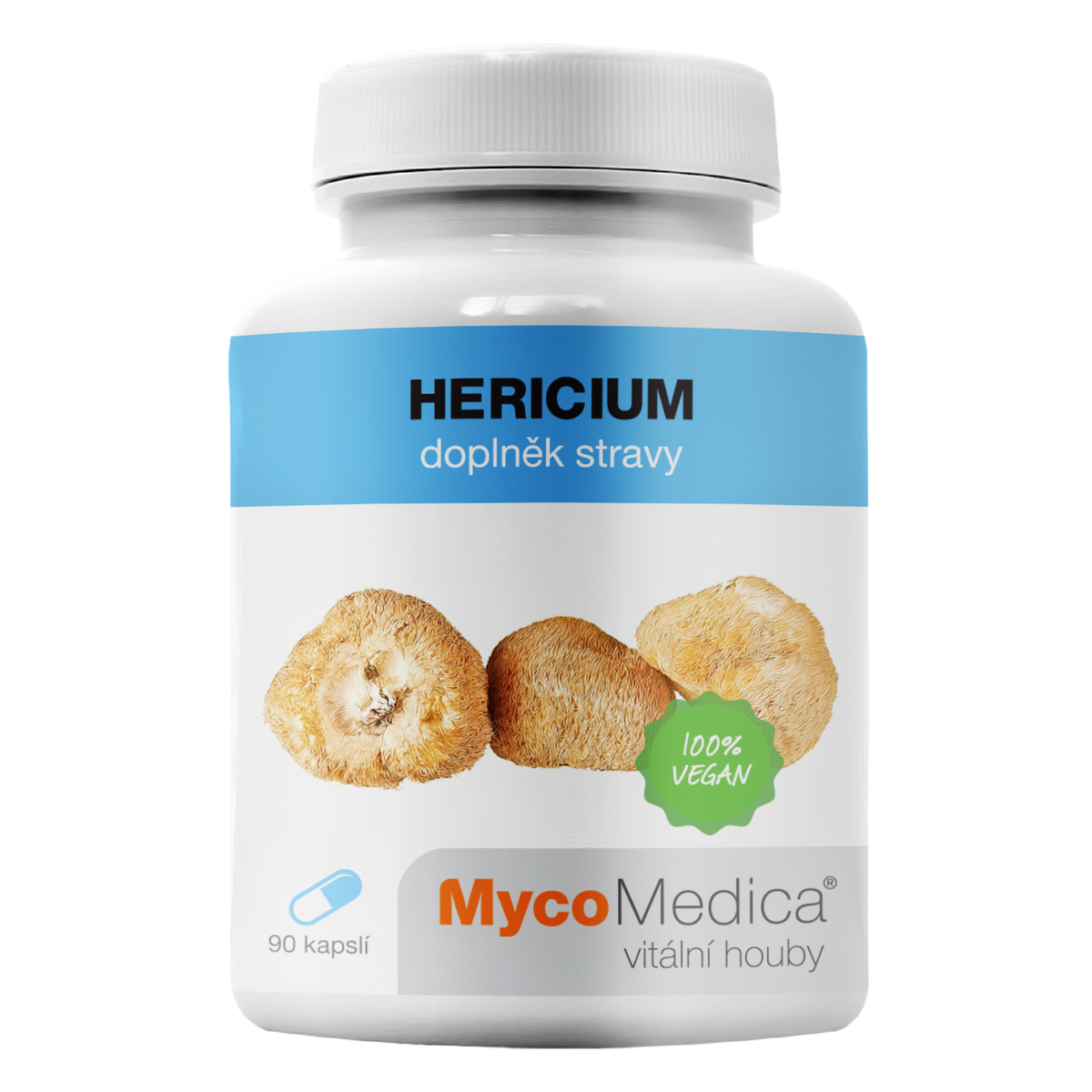 MycoMedica HERICIUM | Koralovec ježovitý | Hericium erinaceus | ≥30/✓/✓ % | 90 kapsúl