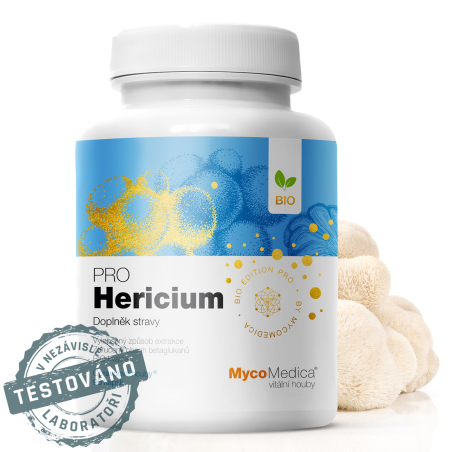 MycoMedica HERICIUM PRO | Koralovec ježovitý | Hericium erinaceus | BIO | ≥30/30/✓ % | 90 kapsúl