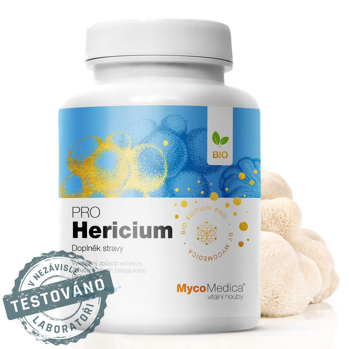 MycoMedica HERICIUM PRO | Lion’s Mane Mushroom | Bearded Hedgehog | Hericium erinaceus | BIO | ≥30/30/✓ % | 90 capsules