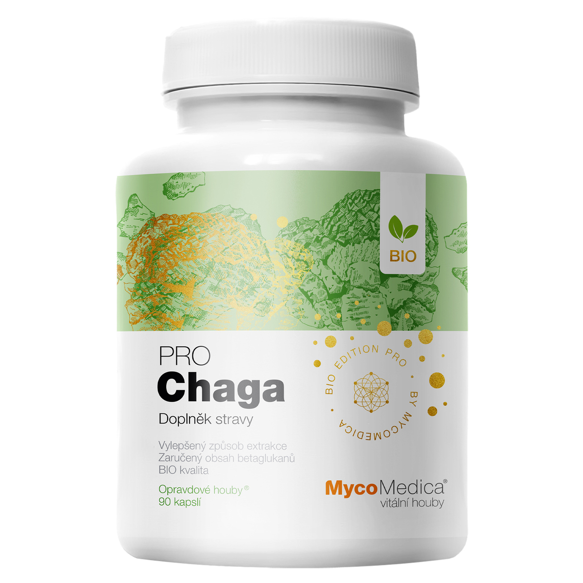 MycoMedica CHAGA PRO | Chaga Mushroom | Inonotus obliquus | BIO | ≥34/34/✓ % | 90 capsules