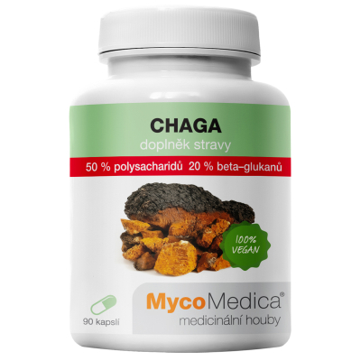 MycoMedica CHAGA | Ryšavec šikmý | Čaga sibírska | Inonotus obliquus | ≥50/20/✓ % | 90 kapsúl