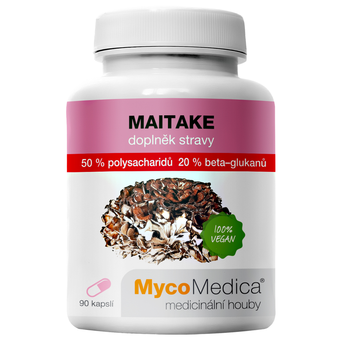 MycoMedica MAITAKE | Trsnatec lupenitý | Grifola frondosa | ≥50/20/✓ % | 90 kapsúl