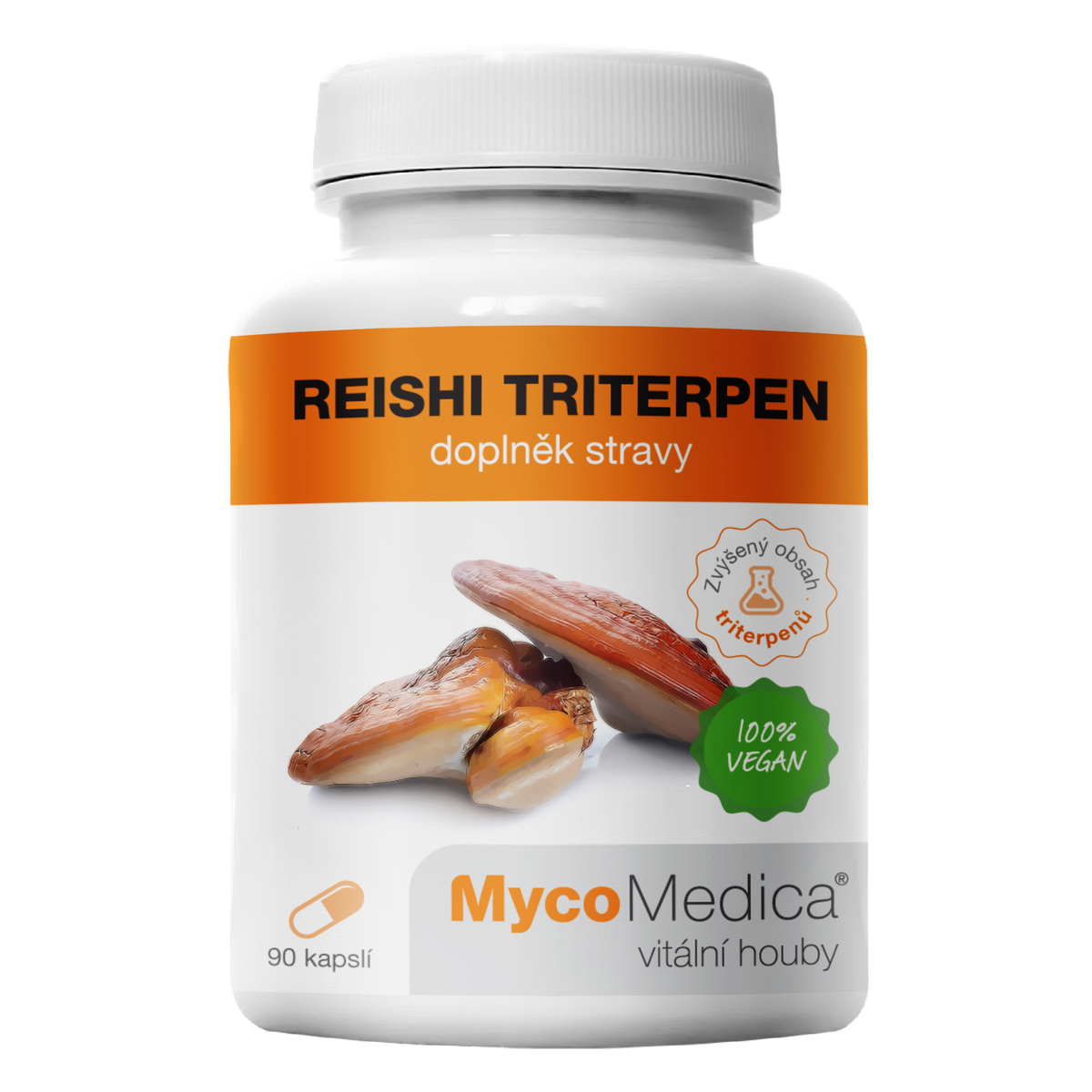 MycoMedica REISHI TRITERPEN |Lesklokôrovka lesklá | Ganoderma lucidum | ≥20/✓/10 % | 90 kapsúl
