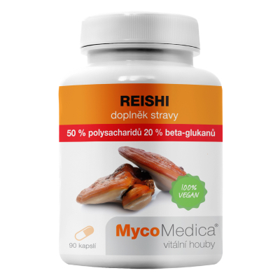 MycoMedica REISHI | Lesklokôrovka lesklá | Ganoderma lucidum | ≥50/20/✓ % | 90 kapsúl