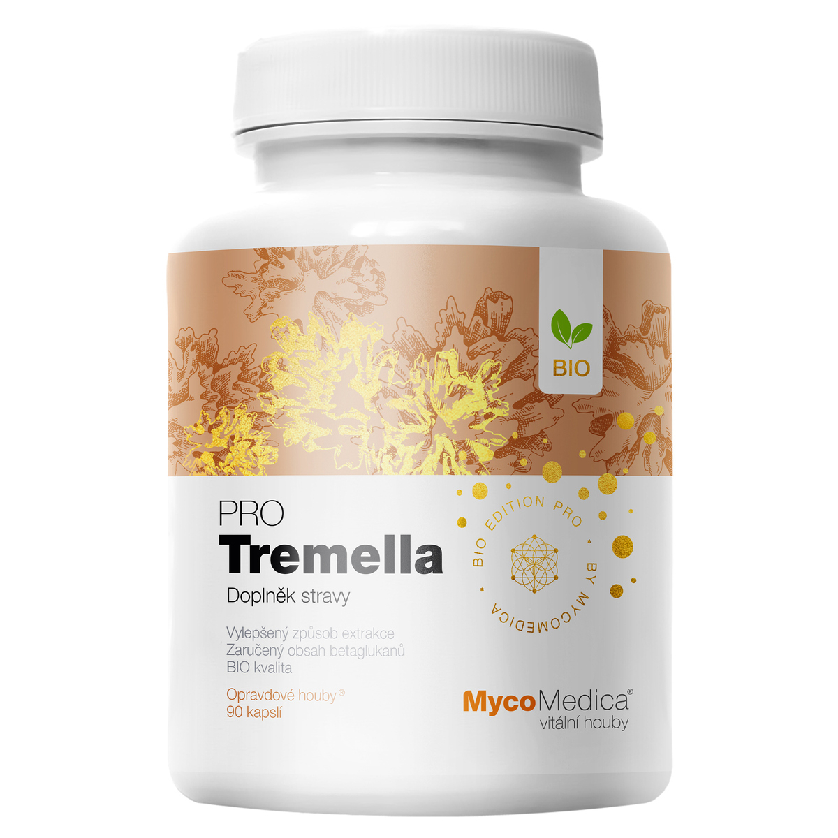 MycoMedica TREMELLA PRO | Snow Fungus | White Jelly mushroom | Tremella fuciformis | BIO | ≥35/35/x % | 90 capsules