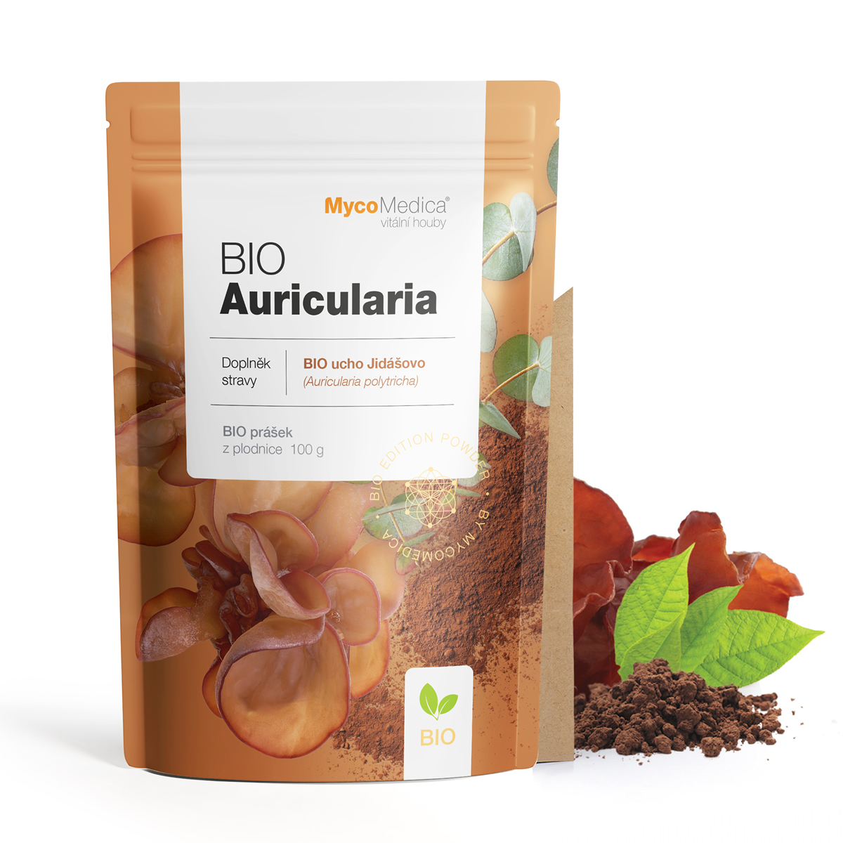 MycoMedica BIO AURICULARIA | Wood ear | Jelly ear | Auricularia polytricha | powder 100 g