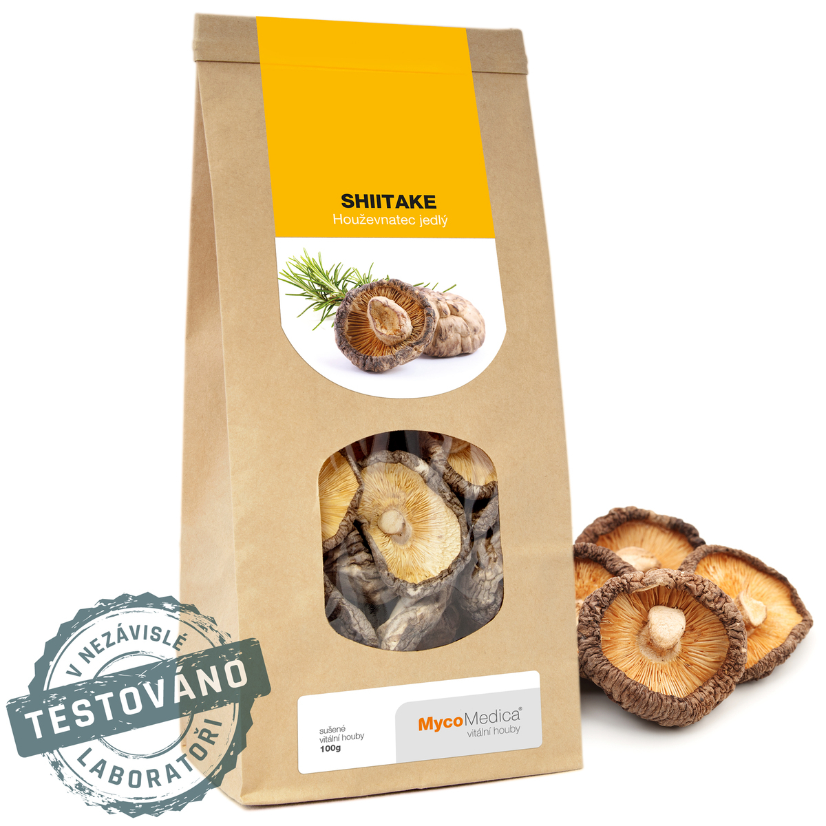 MycoMedica SHIITAKE | Húževnatec jedlý | Lentinula edodes | sušené huby | 100 g