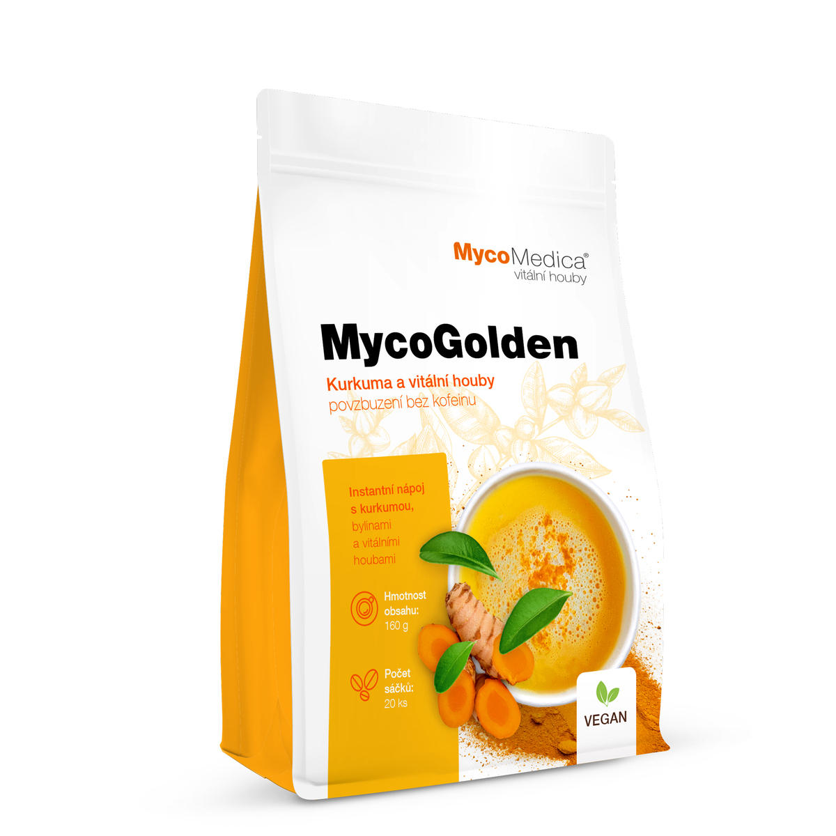 MycoMedica MycoGolden | NATURAL TURMERIC DRINK WITH REISHI SWEETENED WITH STEVIA | 20 sachets