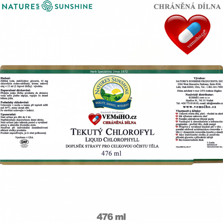 Nature's Sunshine LIQUID CHLOROPHYLL | Tekutý Chlorofyl |CELKOVÁ OČISTA TĚLA | 476 ml ❤ VEMsiHO.cz ❤ 100% Přírodní doplňky stravy, kosmetika, esenciální oleje