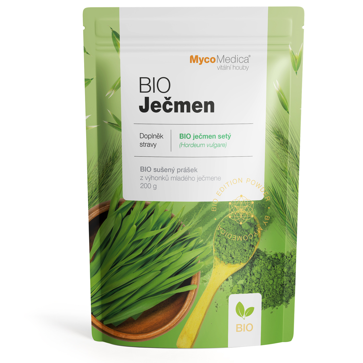 MycoMedica BIO MLADÝ JAČMEŇ | Jačmeň siaty | Jačmeňová tráva | prášok 200 g