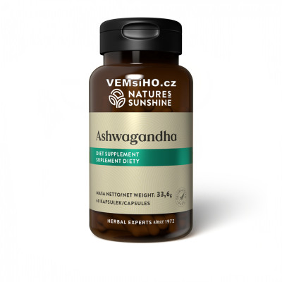 Nature's Sunshine ASHWAGANDHA | Withania somnifera | MENTAL AND PHYSICAL WELL-BEING | 60 capsules of 560 mg ❤ VEMsiHO.cz ❤ 100% Natural food supplements, cosmetics, essential oils