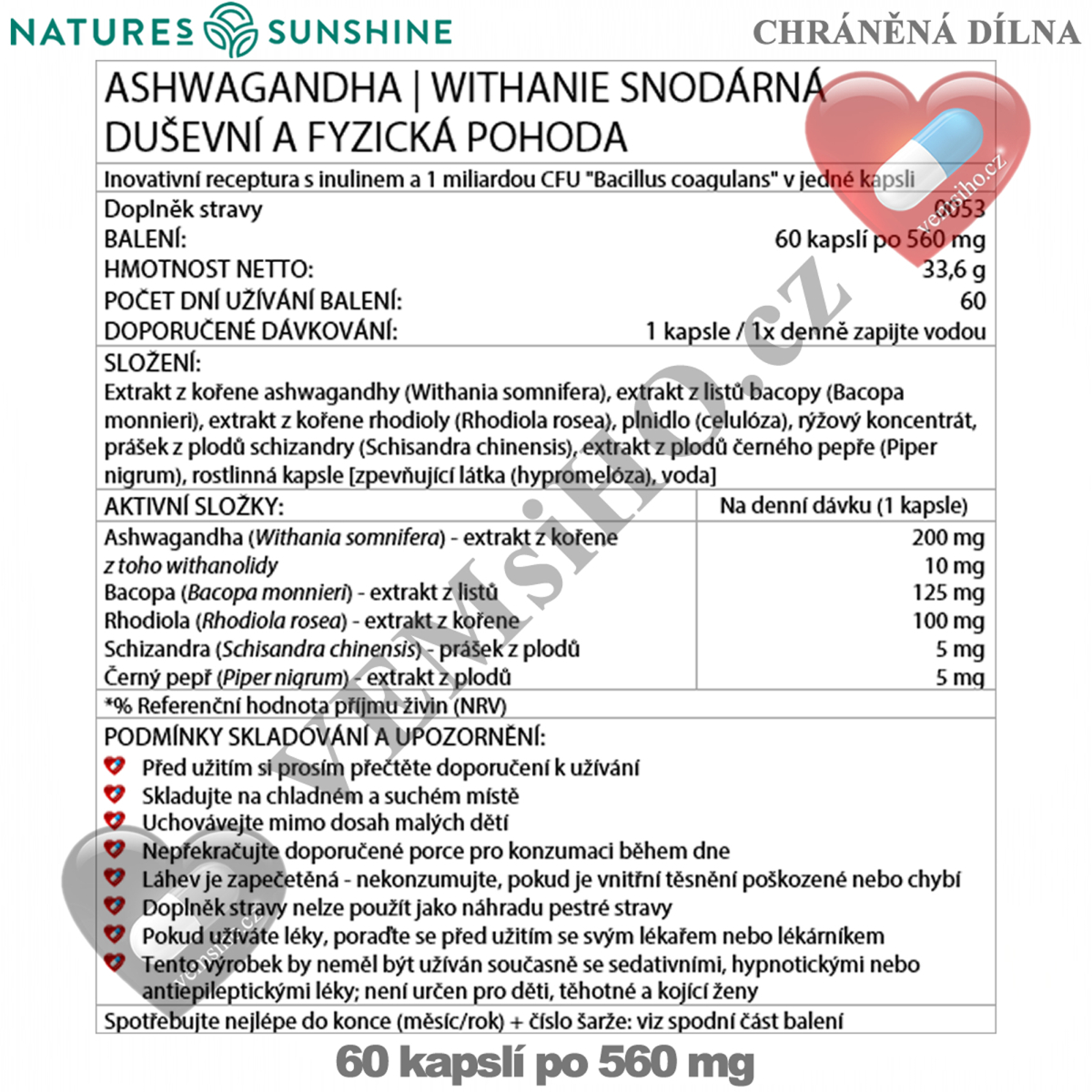 ❤️ Nature's Sunshine ASHWAGANDHA | Withanie snodárná | DUŠEVNÍ A FYZICKÁ POHODA | 60 kapslí po 560 mg ❤️ VEMsiHO.cz ❤️ CHRÁNĚNÁ DÍLNA ❤️ 100% Přírodní doplňky stravy, kosmetika, esenciální oleje Natures Sunshine ❤️