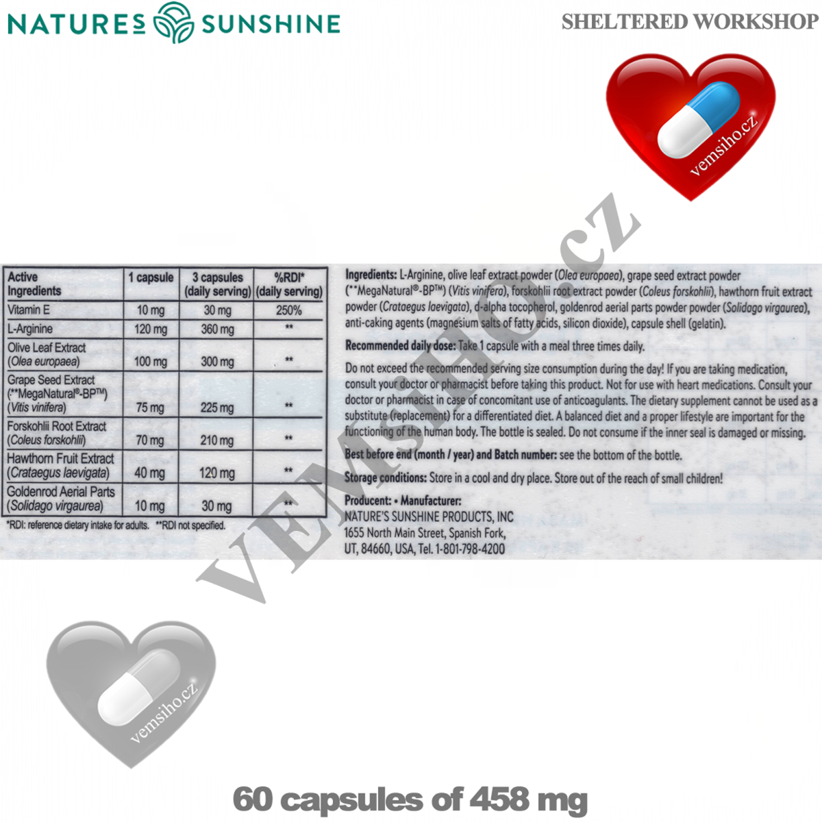 Nature's Sunshine Blood Pressurex | ZDRAVÝ KRVNÝ TLAK | 60 kapsúl po 458 mg ❤ VEMsiHO.cz ❤ 100% Prírodné doplnky stravy, kozmetika, esenciálne oleje