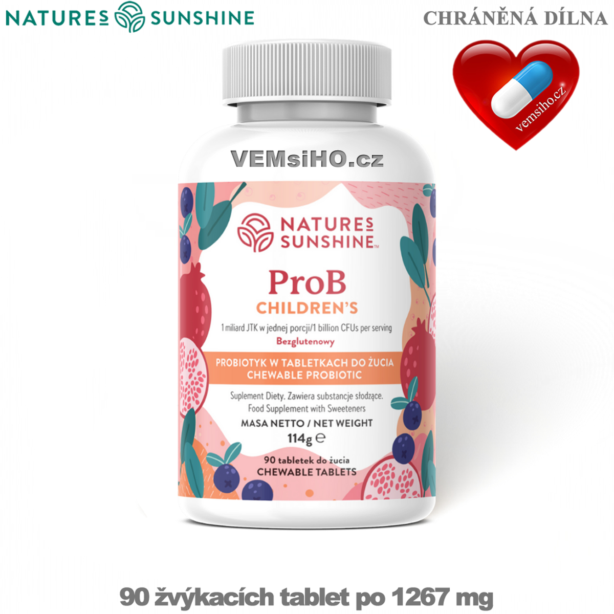 ❤️ Nature's Sunshine ProB CHILDREN'S | CHEWABLE NATURAL PROBIOTICS FOR KIDS | 90 chewable tablets of 1267 mg ❤️ VEMsiHO.cz ❤️ SHELTERED WORKSHOP ❤️ 100% Natural food supplements, cosmetics, essential oils Natures Sunshine ❤️