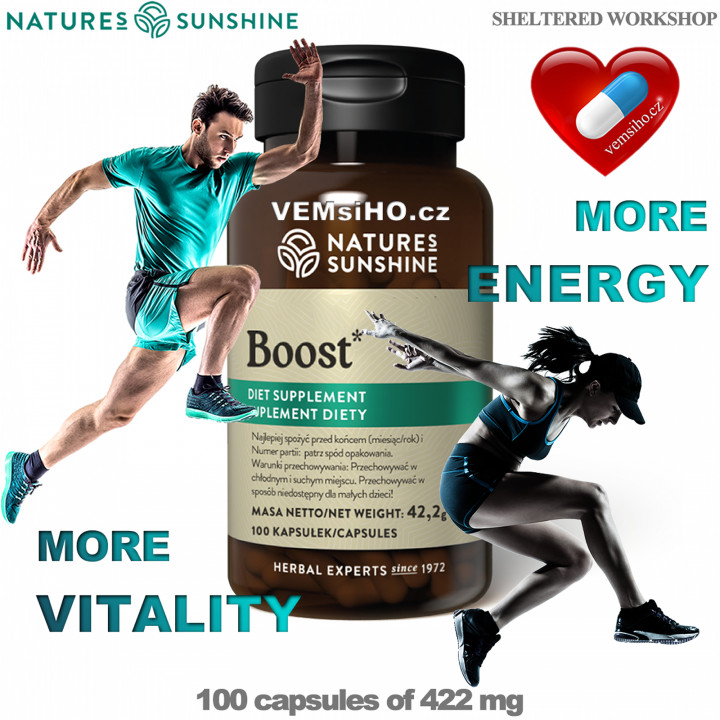 Nature's Sunshine Boost | MORE ENERGY | 100 capsules of 422 mg ❤ VEMsiHO.cz ❤ 100% Natural food supplements, cosmetics, essential oils