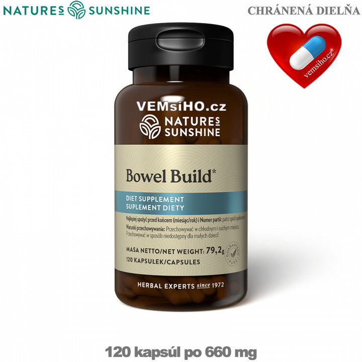 Nature's Sunshine Bowel Build | STAVBA STŘEV | 120 kapslí po 660 mg ❤ VEMsiHO.cz ❤ 100% Přírodní doplňky stravy, kosmetika, esenciální oleje