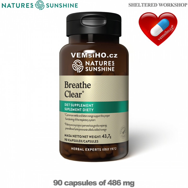 Nature's Sunshine Breathe Clear | HEALTHY BREATHING | 90 capsules of 486 mg ❤ VEMsiHO.cz ❤ 100% Natural food supplements, cosmetics, essential oils