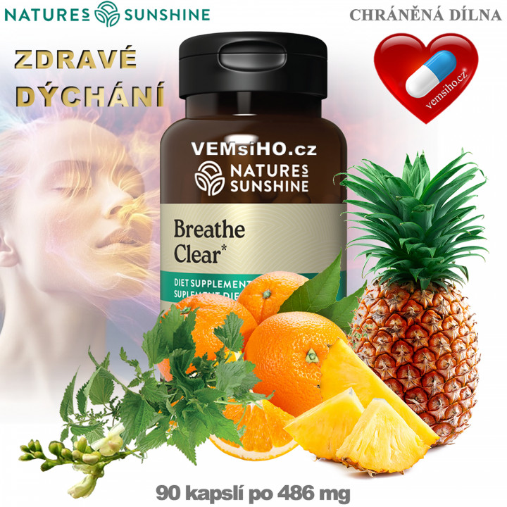 Nature's Sunshine Breathe Clear | HEALTHY BREATHING | 90 capsules of 486 mg ❤ VEMsiHO.cz ❤ 100% Natural food supplements, cosmetics, essential oils