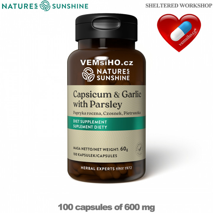 Nature's Sunshine Capsicum & Garlic with Parsley | HEALTHY BLOOD CIRCULATION | 100 capsules of 600 mg ❤ VEMsiHO.cz ❤ 100% Natural food supplements, cosmetics, essential oils