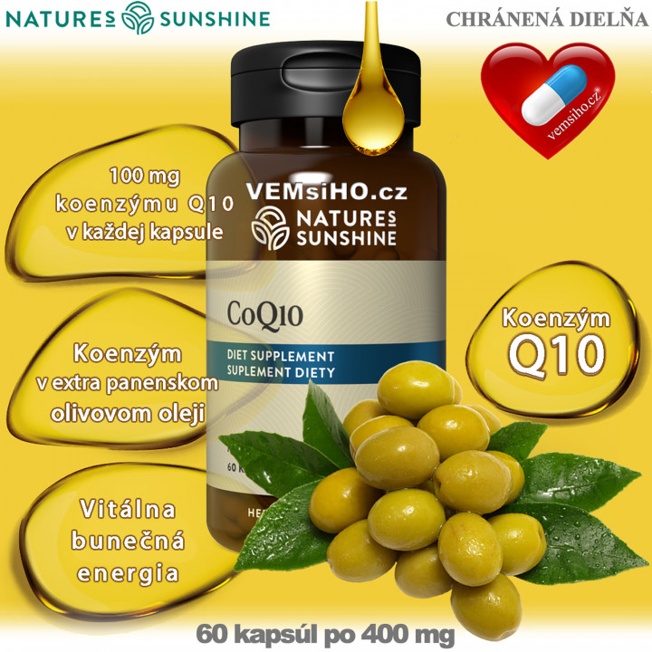 Nature's Sunshine CoQ10 | Koenzým Q10 | VITÁLNA BUNEČNÁ ENERGIA | 60 kapsúl po 400 mg ❤ VEMsiHO.cz ❤ 100% Prírodné doplnky stravy, kozmetika, esenciálne oleje