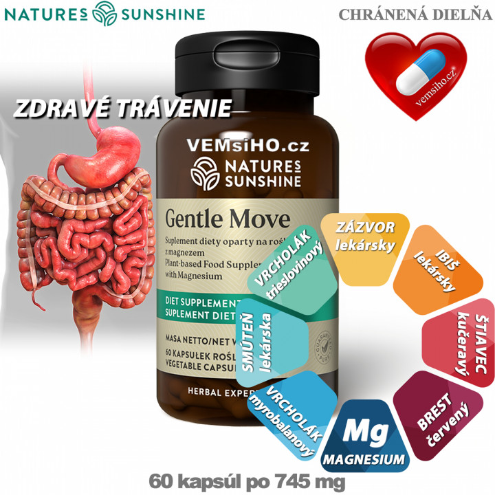 Nature's Sunshine Gentle Move | HEALTHY DIGESTION | 60 capsules of 745 mg ❤ VEMsiHO.cz ❤ 100% Natural food supplements, cosmetics, essential oils