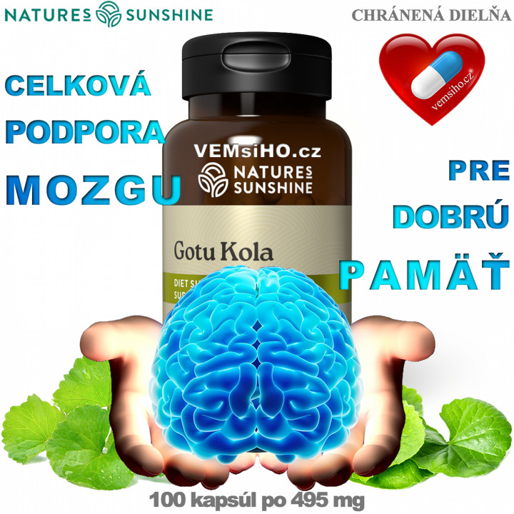 Nature's Sunshine GOTU KOLA | Pupečník asijský | LEPŠÍ PAMĚŤ, ZDRAVÝ MOZEK, KREVNÍ OBĚH | 100 kapslí po 495 mg ❤ VEMsiHO.cz ❤ 100% Přírodní doplňky stravy, kosmetika, esenciální oleje