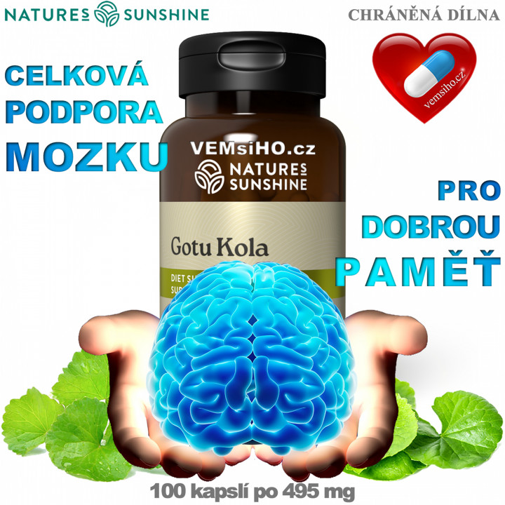 Nature's Sunshine GOTU KOLA | Pupečník asijský | LEPŠÍ PAMĚŤ, ZDRAVÝ MOZEK, KREVNÍ OBĚH | 100 kapslí po 495 mg ❤ VEMsiHO.cz ❤ 100% Přírodní doplňky stravy, kosmetika, esenciální oleje