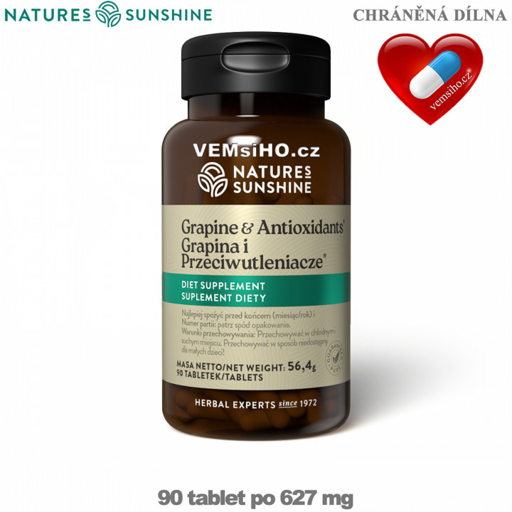 Nature's Sunshine Grapin a Antioxidanty | SILNÝ ANTIOXIDANT | 90 tablet po 627 mg ❤ VEMsiHO.cz ❤ 100% Přírodní doplňky stravy, kosmetika, esenciální oleje