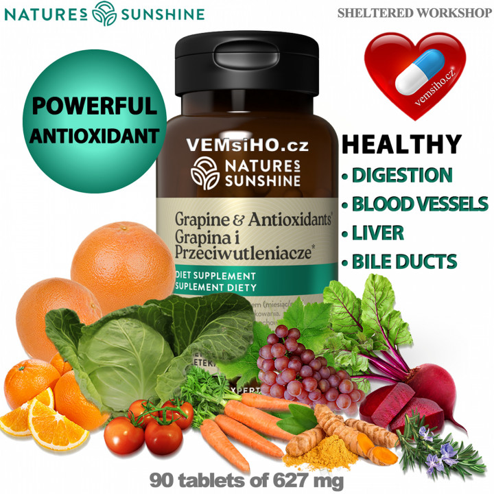 Nature's Sunshine Grapin a Antioxidanty | SILNÝ ANTIOXIDANT | 90 tablet po 627 mg ❤ VEMsiHO.cz ❤ 100% Přírodní doplňky stravy, kosmetika, esenciální oleje