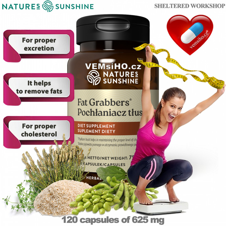 Nature's Sunshine Fat Grabbers | FAT ABSORBER | 120 capsules of 625 mg ❤ VEMsiHO.cz ❤ 100% Natural food supplements, cosmetics, essential oils