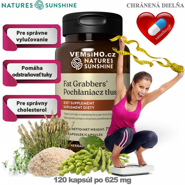 Nature's Sunshine Fat Grabbers | FAT ABSORBER | 120 capsules of 625 mg ❤ VEMsiHO.cz ❤ 100% Natural food supplements, cosmetics, essential oils