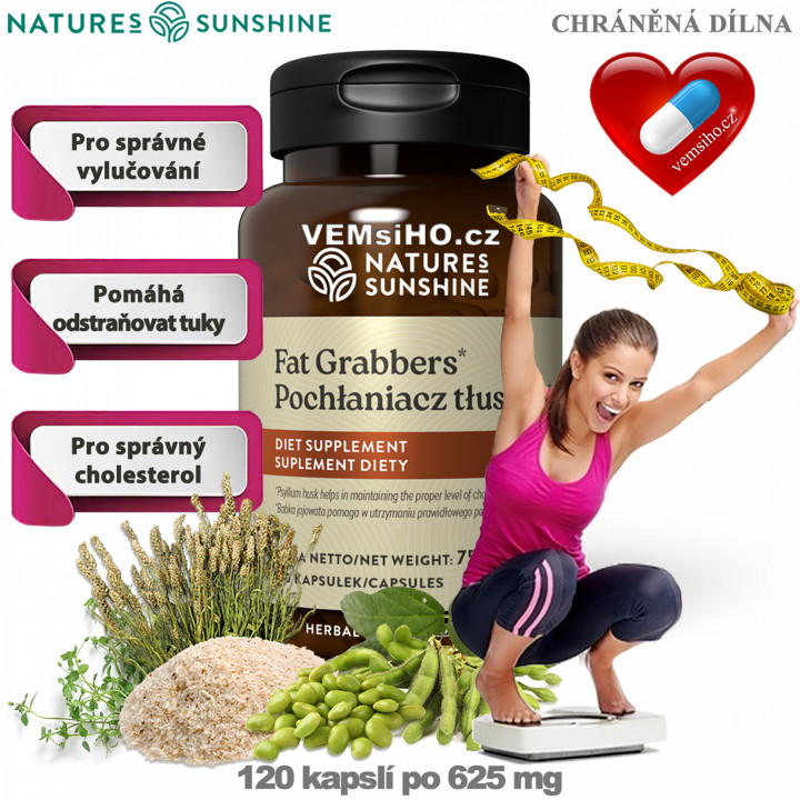 Nature's Sunshine Fat Grabbers | FAT ABSORBER | 120 capsules of 625 mg ❤ VEMsiHO.cz ❤ 100% Natural food supplements, cosmetics, essential oils