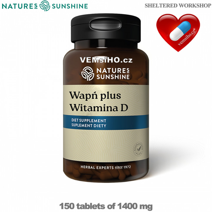 Nature's Sunshine CALCIUM PLUS VITAMIN D | Vápník + Vitamín D | ZDRAVÉ KOSTI | 150 tablet po 1400 mg ❤ VEMsiHO.cz ❤ 100% Přírodní doplňky stravy, kosmetika, esenciální oleje