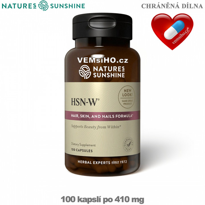 Nature's Sunshine HSN|W | Hair Skin Nails | Woman | KRÁSNÉ VLASY, PLEŤ, NEHTY | 100 kapslí po 410 mg ❤ VEMsiHO.cz ❤ 100% Přírodní doplňky stravy, kosmetika, esenciální oleje