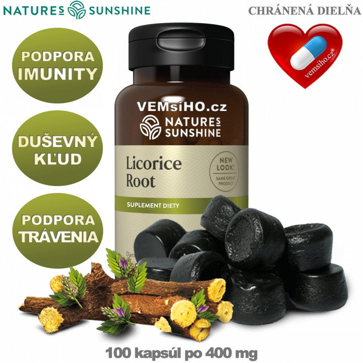 Nature's Sunshine LICORICE ROOT | Kořen lékořice | PODPORA IMUNITY | 100 kapslí po 400 mg ❤ VEMsiHO.cz ❤ 100% Přírodní doplňky stravy, kosmetika, esenciální oleje