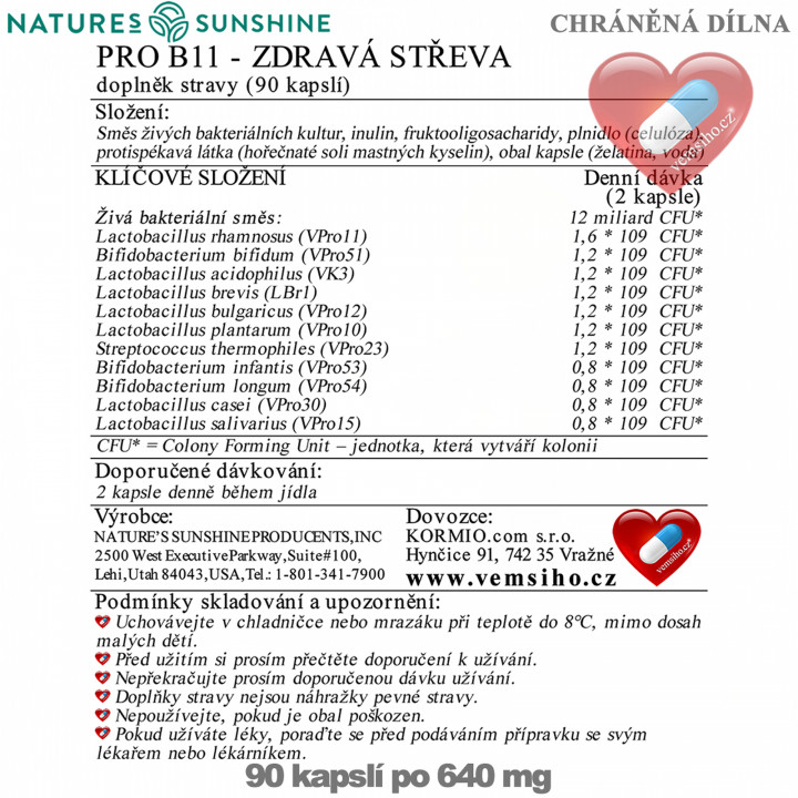 Nature's Sunshine Pre B11 | ZDRAVÁ STREVA | 90 kapsúl po 640 mg ❤ VEMsiHO.cz ❤ 100% Prírodné doplnky stravy, kozmetika, esenciálne oleje