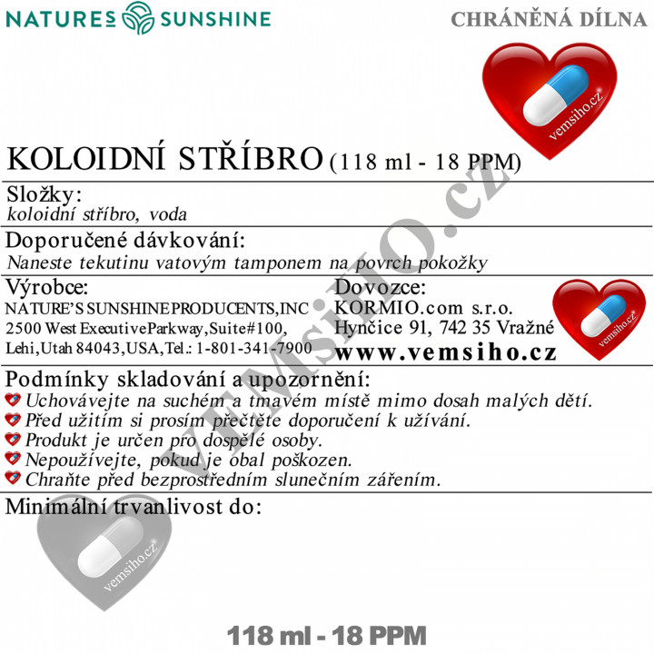 Nature's Sunshine SILVER SHIELD | Colloidal Silver | STRONG IMMUNITY SUPPORT | 118 ml - 18 PPM ❤ VEMsiHO.cz ❤ 100% Natural food supplements, cosmetics, essential oils