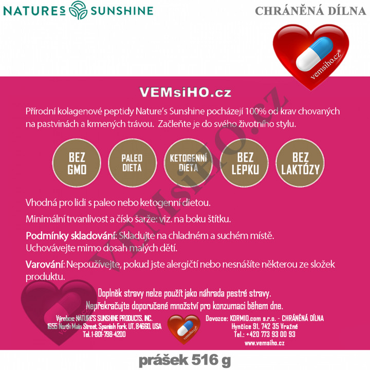 Nature's Sunshine COLLAGEN | Kolagen | PRÉMIOVÉ KOLAGENOVÉ PEPTIDY | 516 g ❤ VEMsiHO.cz ❤ 100% Přírodní doplňky stravy, kosmetika, esenciální oleje