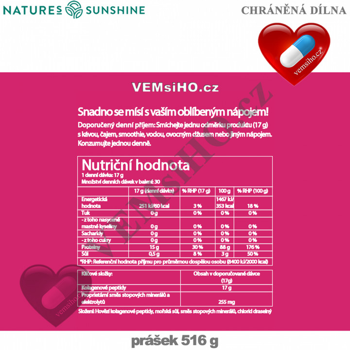 Nature's Sunshine COLLAGEN | Kolagen | PRÉMIOVÉ KOLAGENOVÉ PEPTIDY | 516 g ❤ VEMsiHO.cz ❤ 100% Přírodní doplňky stravy, kosmetika, esenciální oleje