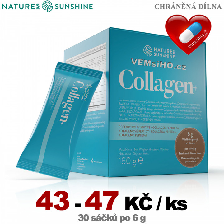 Nature's Sunshine Collagen+ | KOLAGEN + VITAMÍN C + ZINEK + KYSELINA HYALURONOVÁ | 30 sáčků po 6 g ❤ VEMsiHO.cz ❤ 100% Přírodní doplňky stravy, kosmetika, esenciální oleje