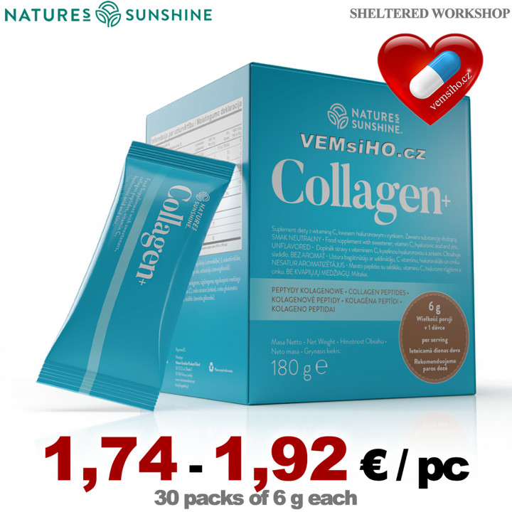 Nature's Sunshine Collagen+ | KOLAGÉN + VITAMÍN C + ZINOK + KYSELINA HYALURÓNOVÁ | 30 sáčkov po 6 g ❤ VEMsiHO.cz ❤ 100% Prírodné doplnky stravy, kozmetika, esenciálne oleje