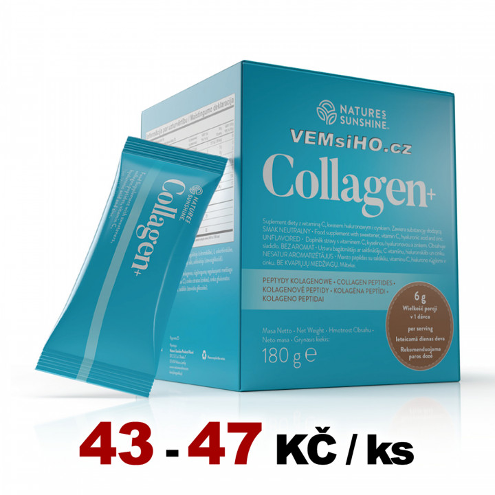 Nature's Sunshine Collagen+ | KOLAGEN + VITAMÍN C + ZINEK + KYSELINA HYALURONOVÁ | 30 sáčků po 6 g ❤ VEMsiHO.cz ❤ 100% Přírodní doplňky stravy, kosmetika, esenciální oleje