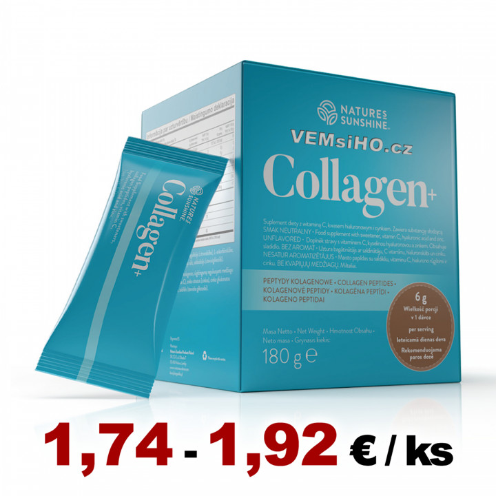 Nature's Sunshine Collagen+ | KOLAGEN + VITAMÍN C + ZINEK + KYSELINA HYALURONOVÁ | 30 sáčků po 6 g ❤ VEMsiHO.cz ❤ 100% Přírodní doplňky stravy, kosmetika, esenciální oleje