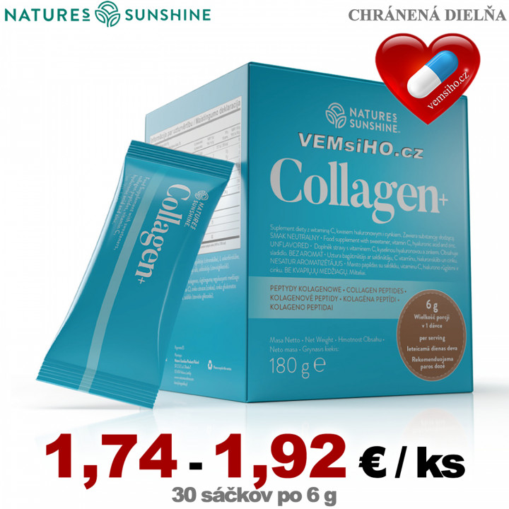 Nature's Sunshine Collagen+ | KOLAGEN + VITAMÍN C + ZINEK + KYSELINA HYALURONOVÁ | 30 sáčků po 6 g ❤ VEMsiHO.cz ❤ 100% Přírodní doplňky stravy, kosmetika, esenciální oleje