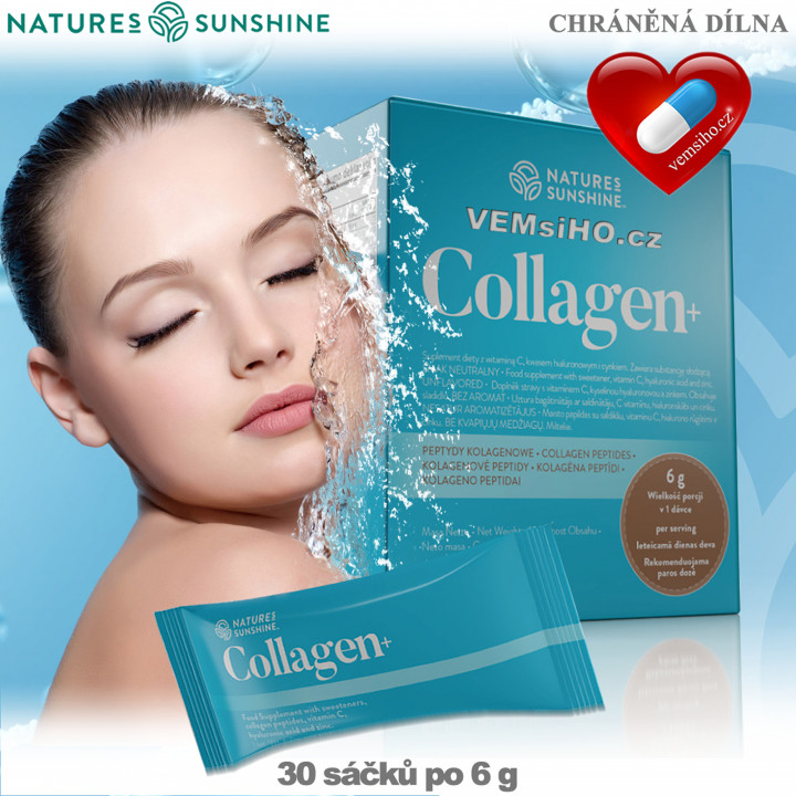 Nature's Sunshine Collagen+ | KOLAGEN + VITAMÍN C + ZINEK + KYSELINA HYALURONOVÁ | 30 sáčků po 6 g ❤ VEMsiHO.cz ❤ 100% Přírodní doplňky stravy, kosmetika, esenciální oleje